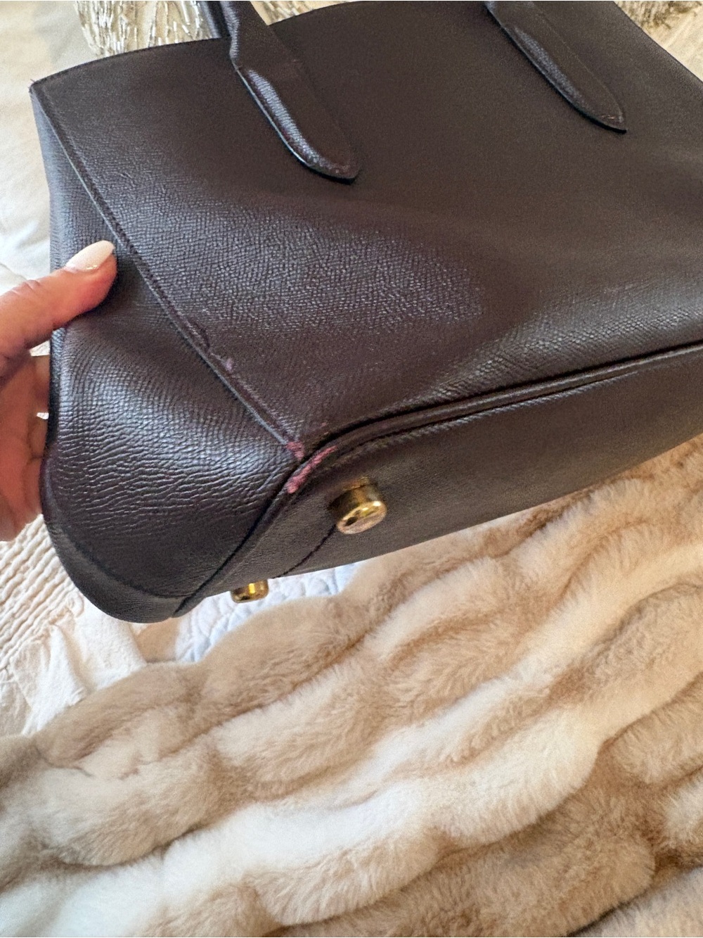 Coach Dark Brown Leather Tote with Gold Heart Charm - Picture 10 of 12